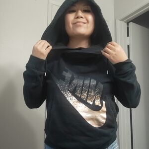 Nike Black Hoodie with Metallic Logo
